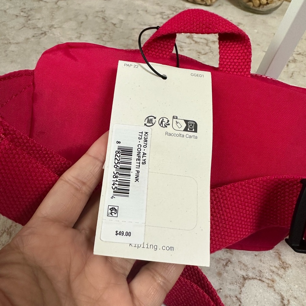 Kipling Alys Waistpack or Belt Bag in Confetti Pink Color, New with Tag - Picture 6 of 11